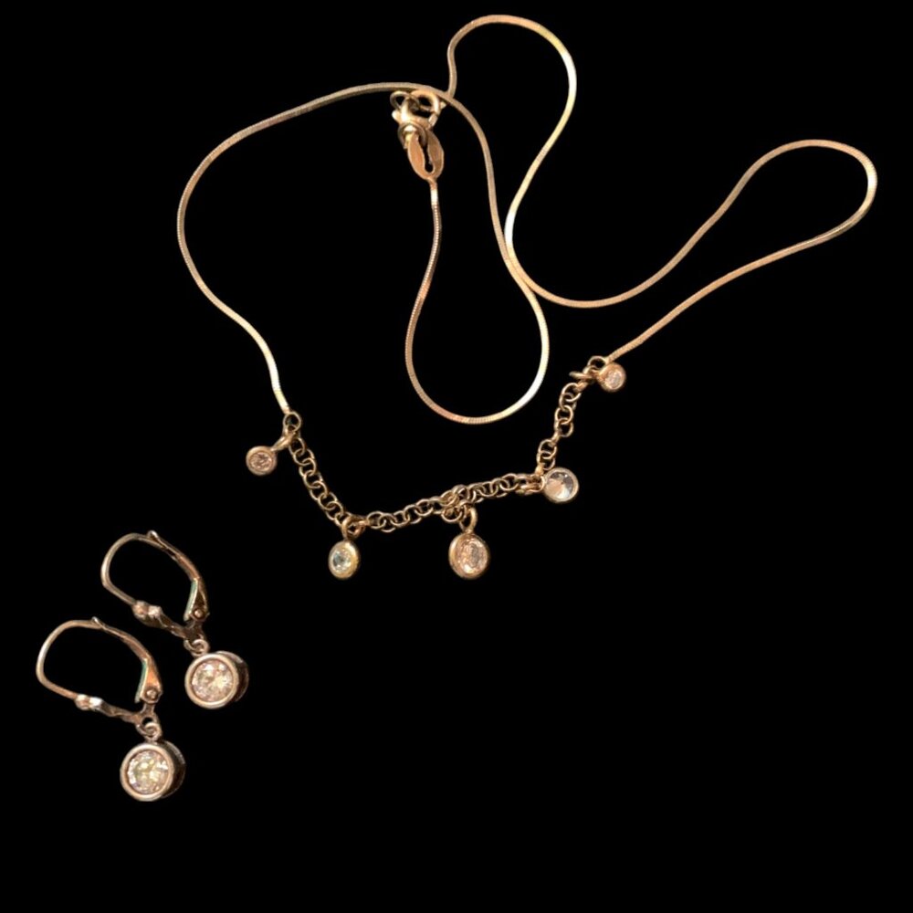 Made in Italy Gold over Silver Dangling Round CZ Necklace
